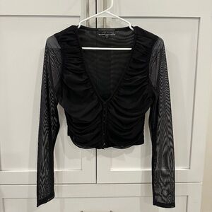 BLACK SHEER LONG SLEEVE - BLUE BLUSH - SIZE MEDIUM